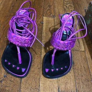 Hot pink Sexy straps sandals by Jean Paul Gaultier